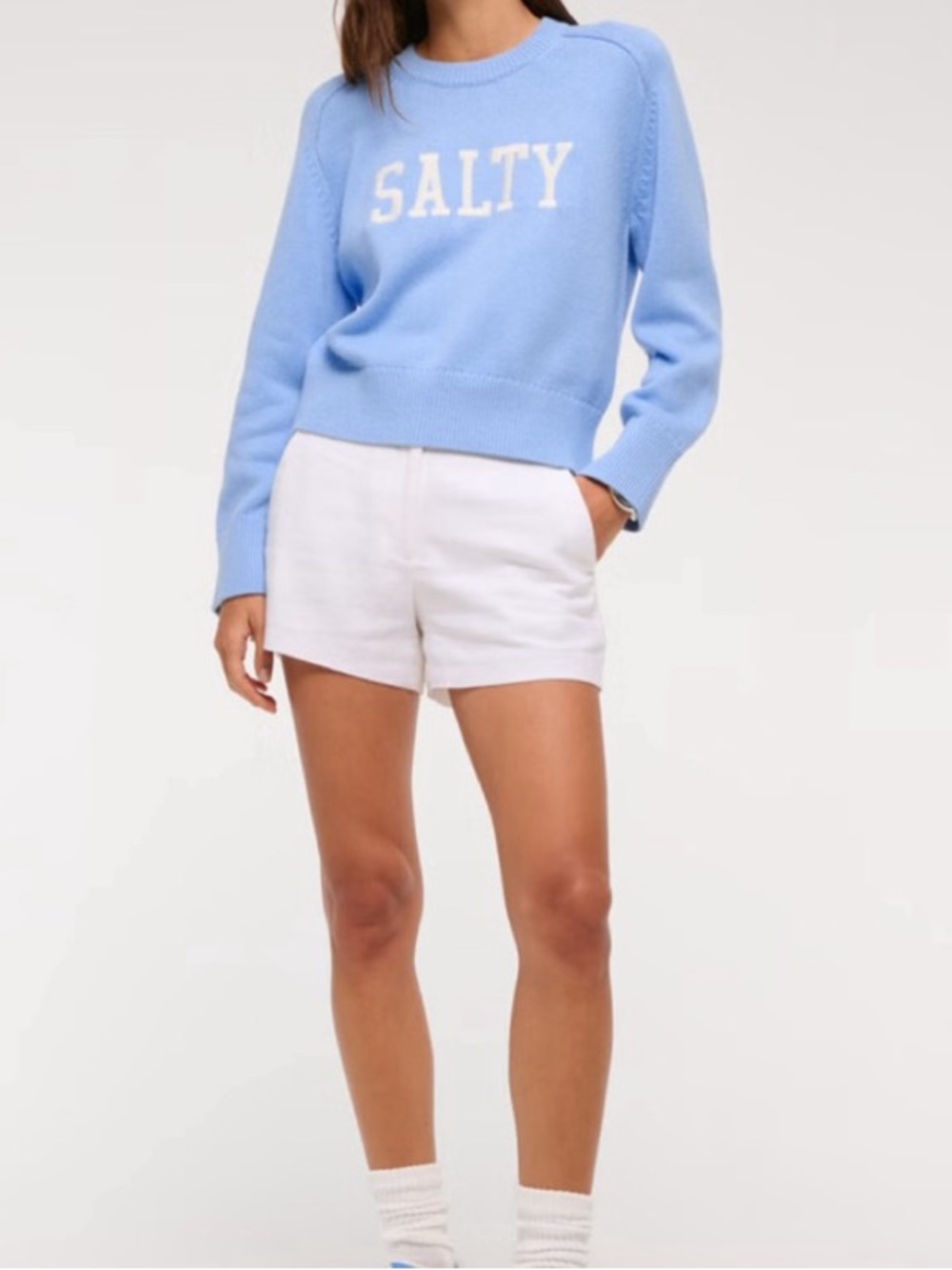 Abercrombie & Fitch Preppy Women’s SALTY Graphic Sweater XS Light Blue NWOT